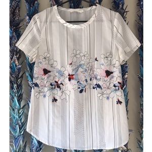 See U Soon Stripe Floral Print Mix Top